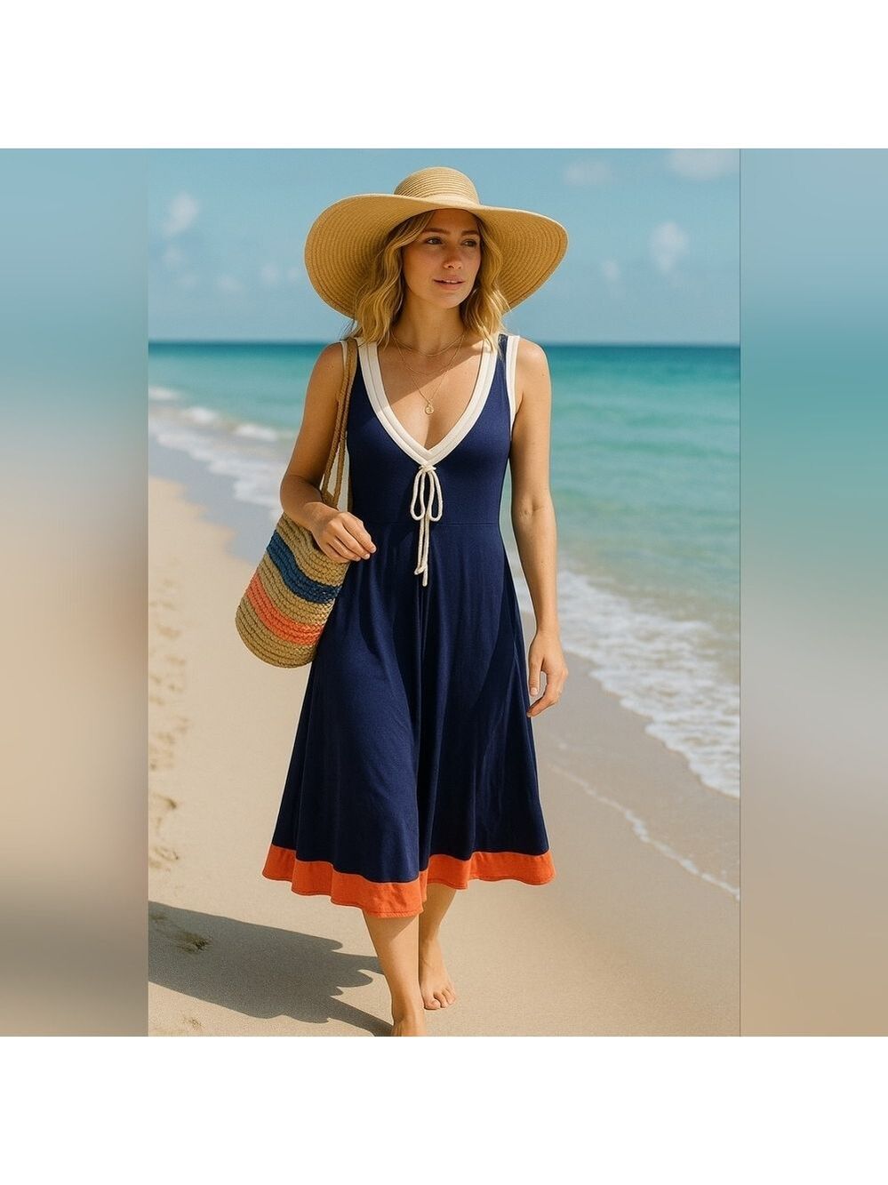 La Made V Neck Midi Summer Dress